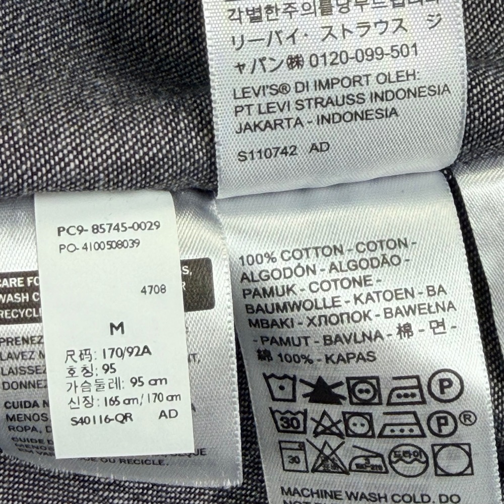 Levi's Western Barstow Shirt Men Medium Black Pearl Snaps Standard Fit Denim‎ - Picture 7 of 10